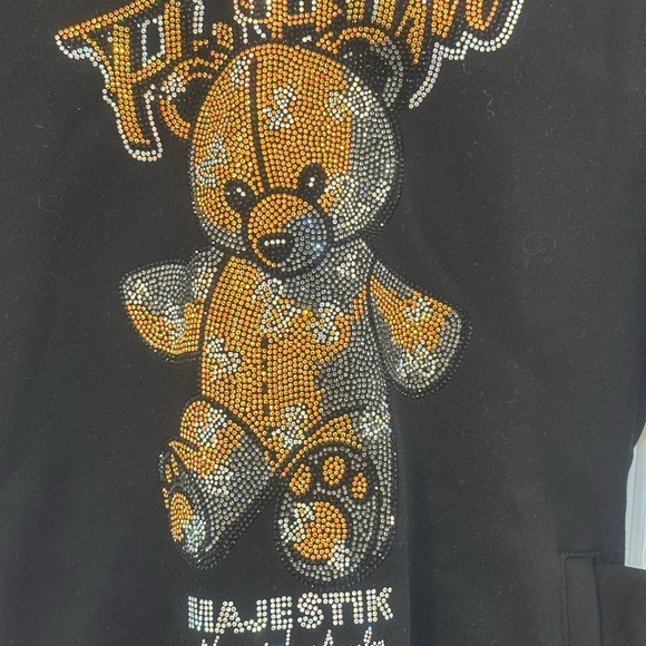 MAJESTIK Black Rhinestone FLY HIGH Bear Sweat Suit Child Set Size 7-8T NWOT - Picture 3 of 17